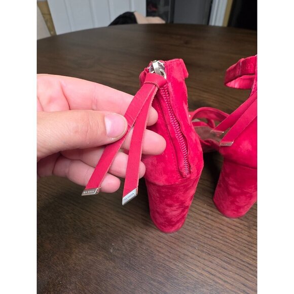 Ted Baker Red Suede High Heel Sandals Strappy Zipper Closure Size US 8 - Picture 13 of 16